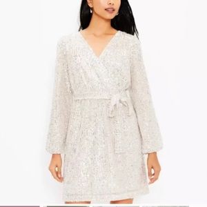 LOFT Sequin Wrap Dress